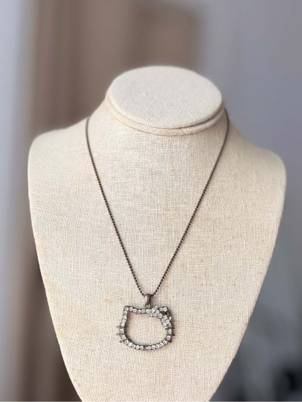 ✔Y2K Crystal Cat Face Silhouette Necklace